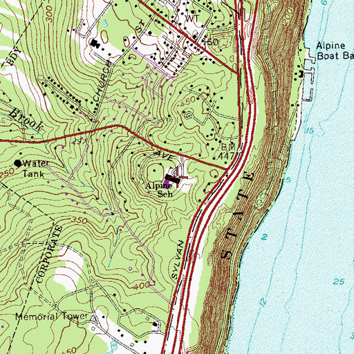 Topographic Map of Alpine Public Elementary School, NJ