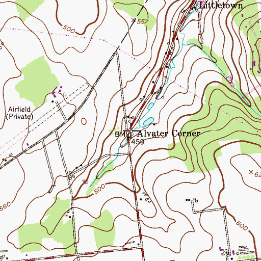 Topographic Map of Alvater Corner, NJ