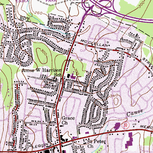 Topographic Map of Harrison Elementary School, NJ