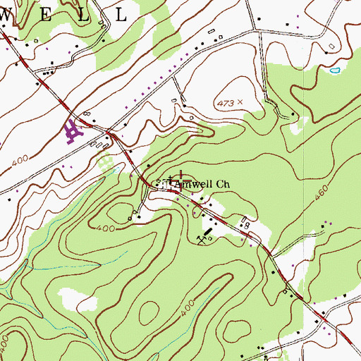 Topographic Map of Amwell Church, NJ