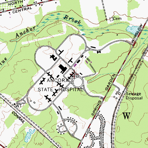 Topographic Map of Ancora Psychiatric Hospital, NJ