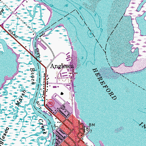 Topographic Map of Anglesea, NJ