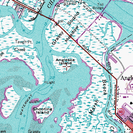 Topographic Map of Anglesea Island, NJ