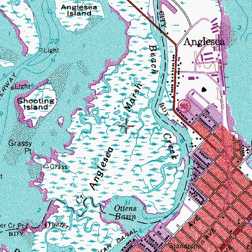 Topographic Map of Anglesea Marsh, NJ