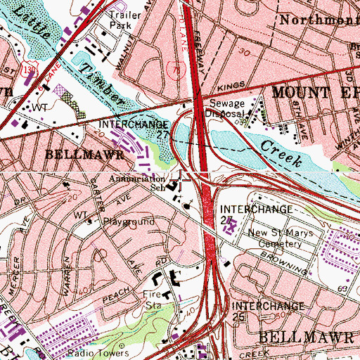 Topographic Map of Annunciation Regional School, NJ