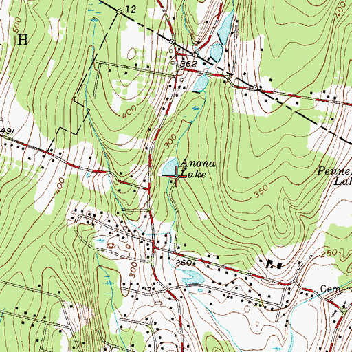 Topographic Map of Anona Lake, NJ