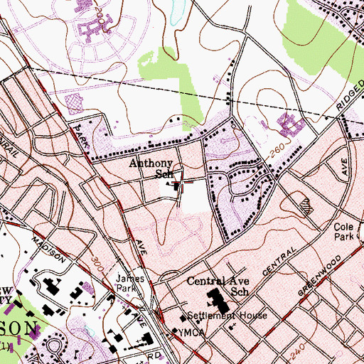Topographic Map of Anthony School, NJ