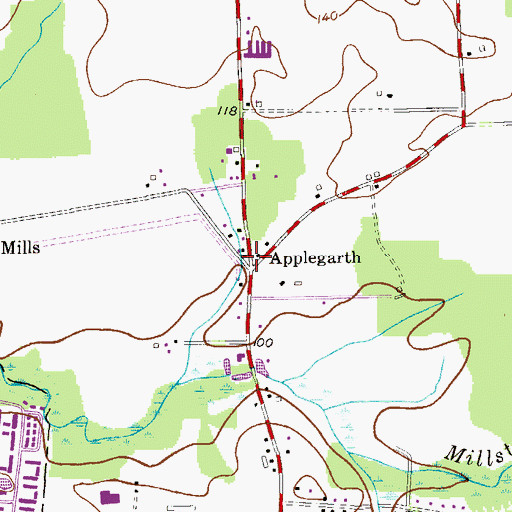 Topographic Map of Applegarth, NJ