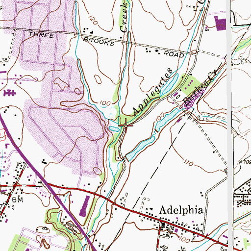Topographic Map of Applegates Creek, NJ