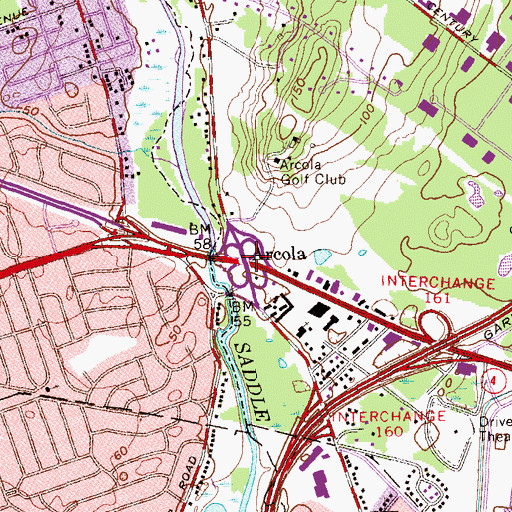 Topographic Map of Arcola, NJ