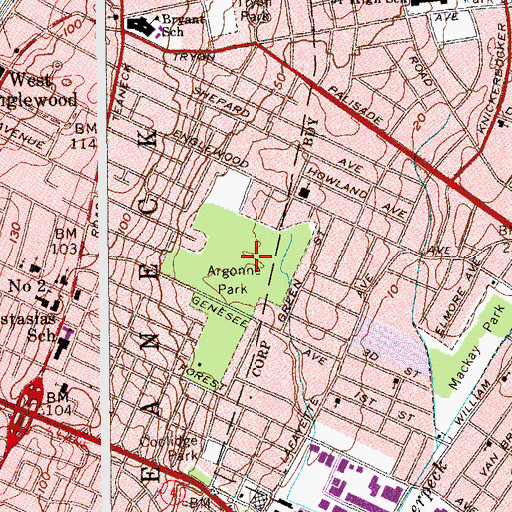 Topographic Map of Argonne Park, NJ