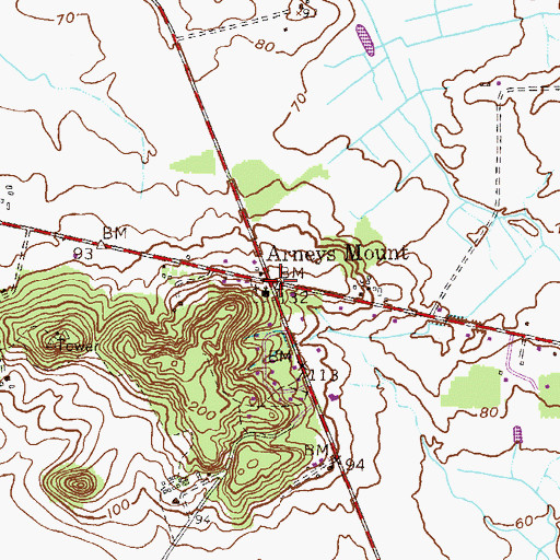 Topographic Map of Arneys Mount, NJ