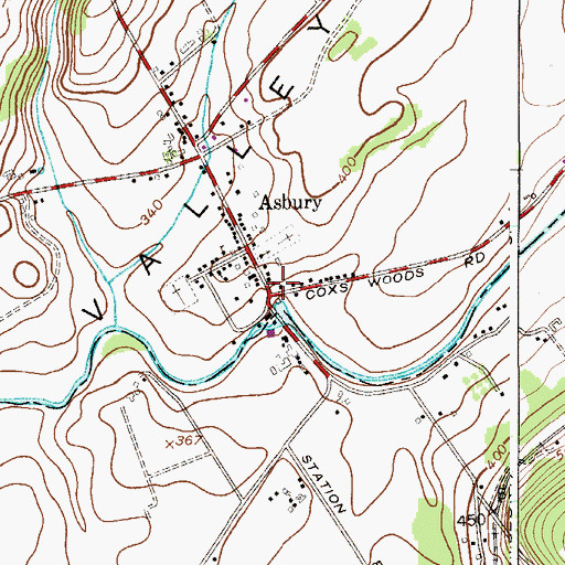 Topographic Map of Asbury, NJ