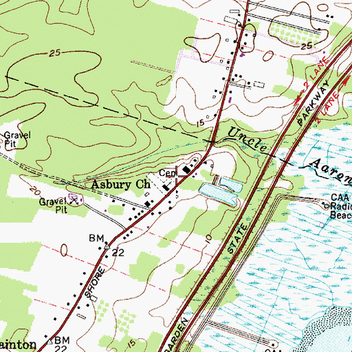 Topographic Map of Asbury Church, NJ