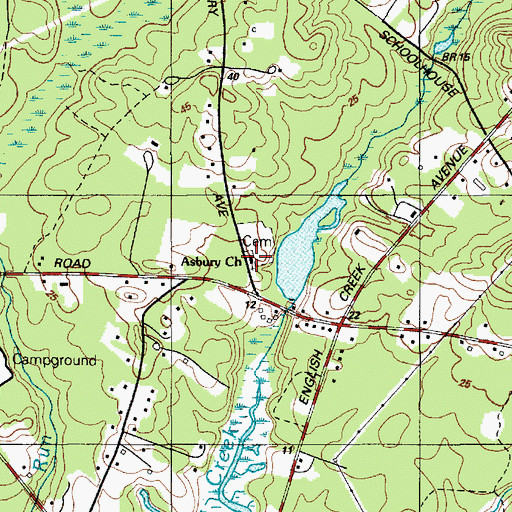 Topographic Map of Asbury Church, NJ