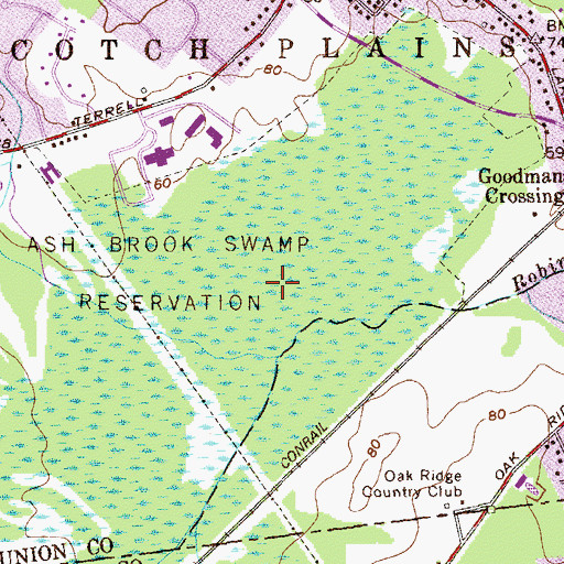 Topographic Map of Ash Brook Swamp Reservation, NJ