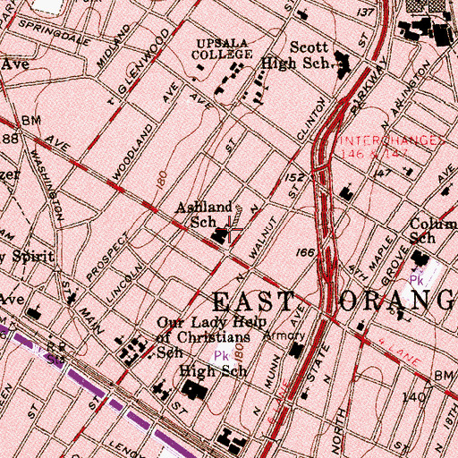 Topographic Map of Ashland School (historical), NJ
