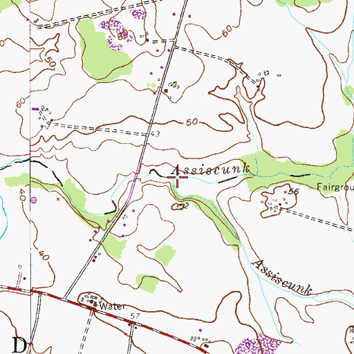 Topographic Map of Assiscunk Branch, NJ