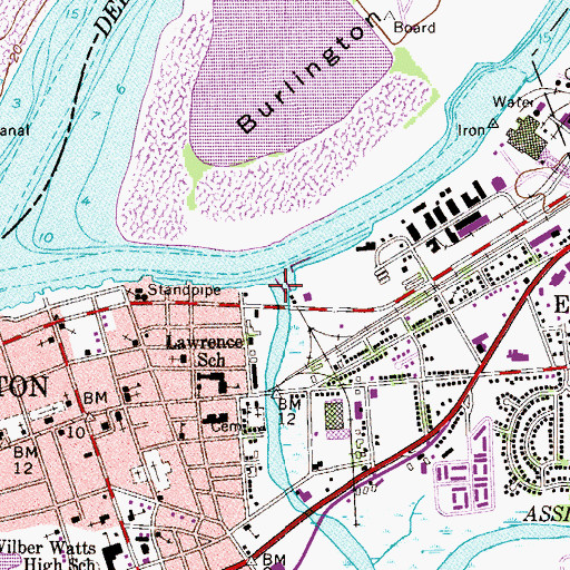 Topographic Map of Assiscunk Creek, NJ
