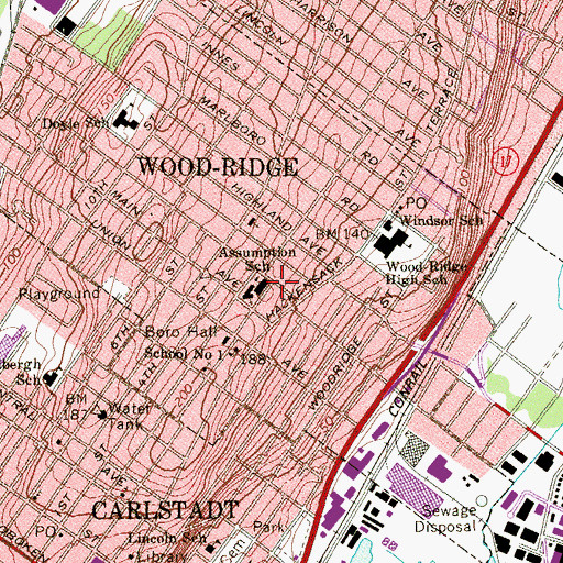 Topographic Map of Assumption School, NJ