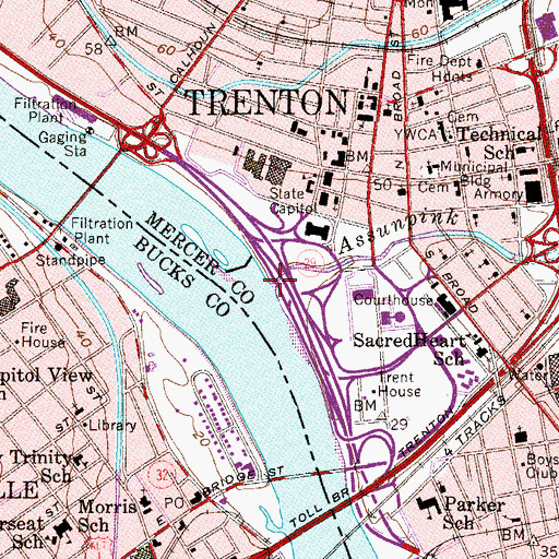 Topographic Map of Assunpink Creek, NJ