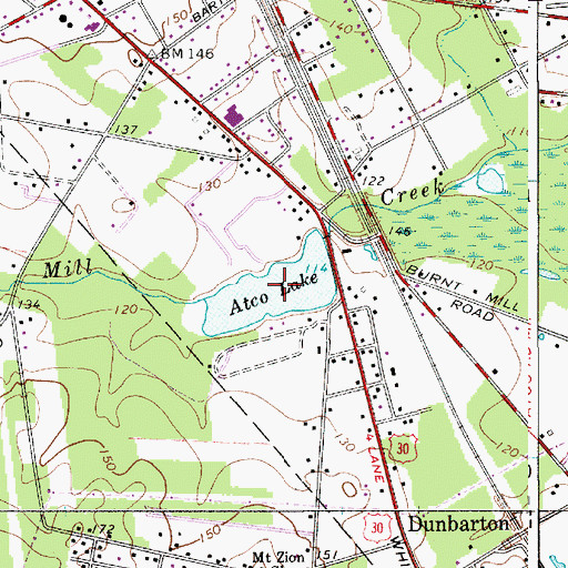 Topographic Map of Atco Lake, NJ