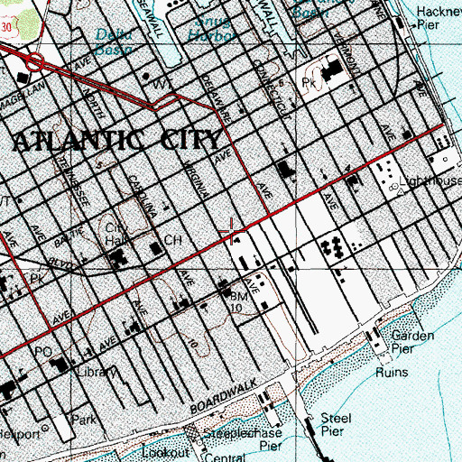 Topographic Map of Atlantic City, NJ