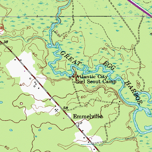 Topographic Map of Atlantic City Girl Scout Camp, NJ