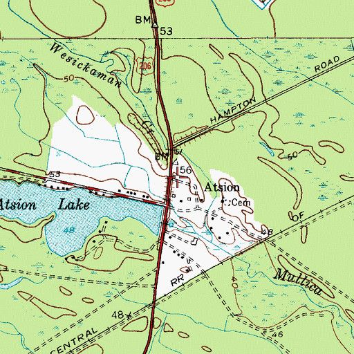 Topographic Map of Atsion, NJ