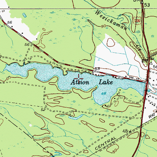 Topographic Map of Atsion Lake, NJ