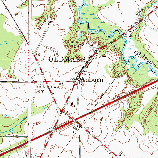 Topographic Map of Auburn, NJ