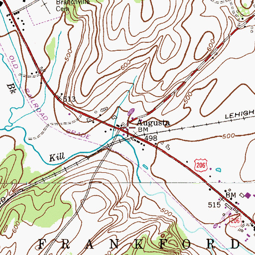 Topographic Map of Augusta, NJ