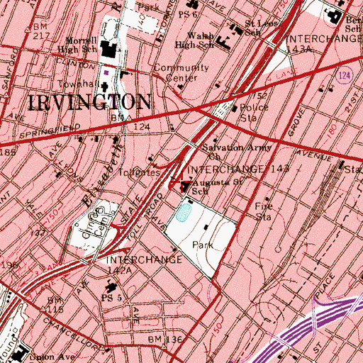 Topographic Map of Augusta Elementary School, NJ