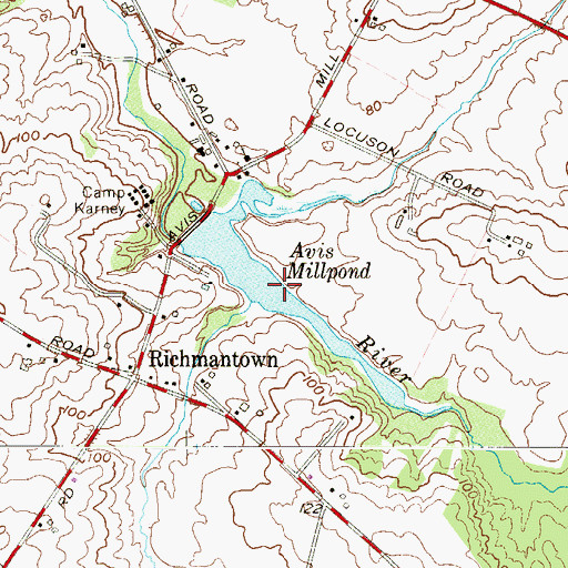 Topographic Map of Avis Millpond, NJ