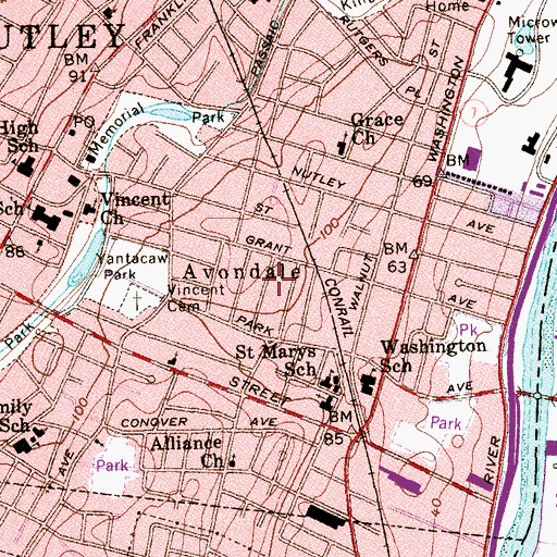 Topographic Map of Avondale, NJ
