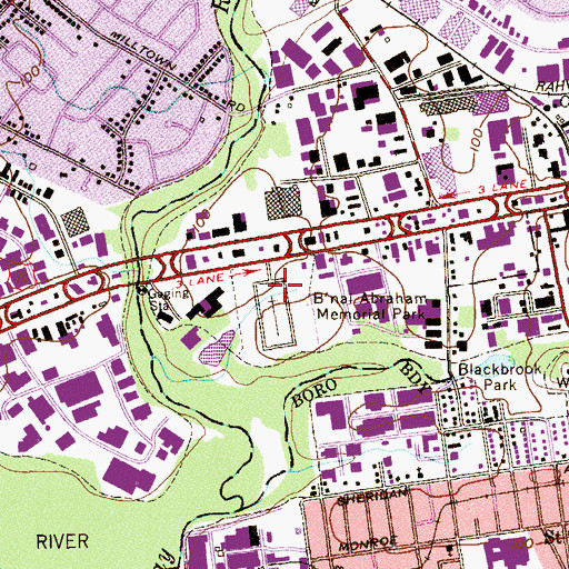 Topographic Map of B'Nai Abraham Memorial Park, NJ
