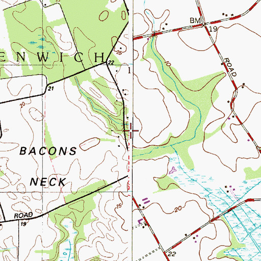 Topographic Map of Bacons Neck School, NJ