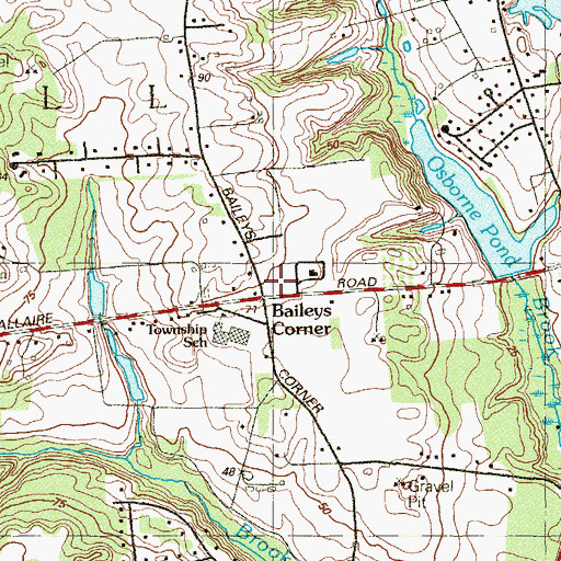 Topographic Map of Baileys Corner, NJ