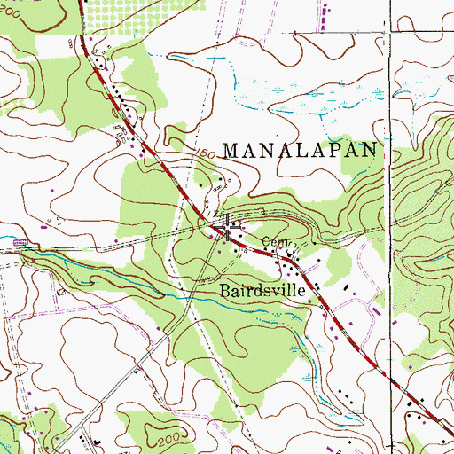 Topographic Map of Bairdsville, NJ