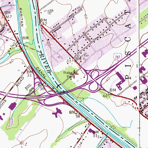 Topographic Map of Bakelite Park, NJ