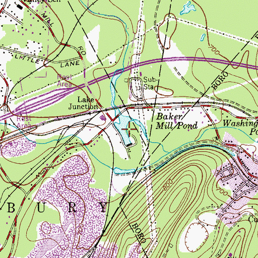 Topographic Map of Baker Mill Pond, NJ