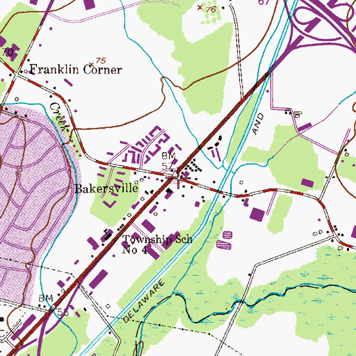 Topographic Map of Bakersville, NJ
