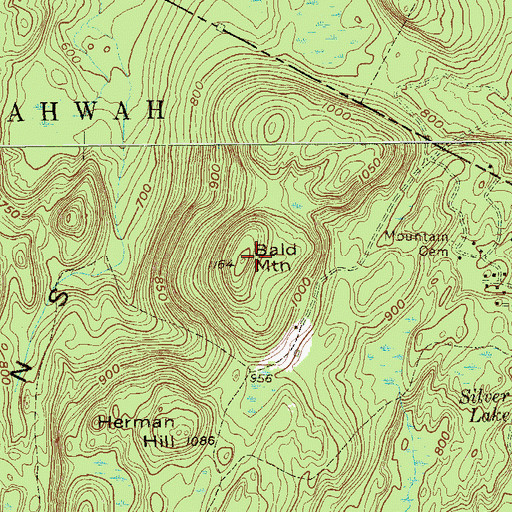 Topographic Map of Bald Mountain, NJ