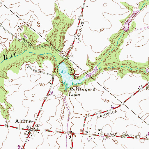 Topographic Map of Ballingers Lake, NJ