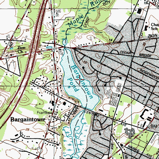 Topographic Map of Bargaintown Pond, NJ