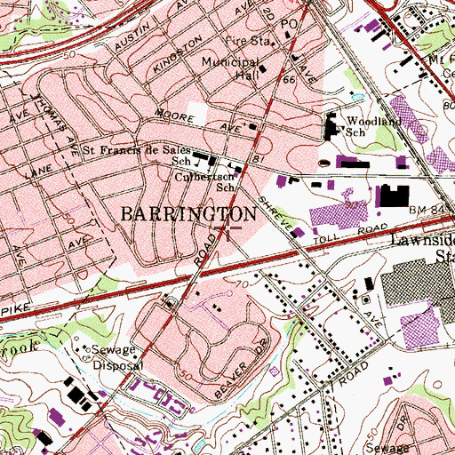 Topographic Map of Barrington, NJ