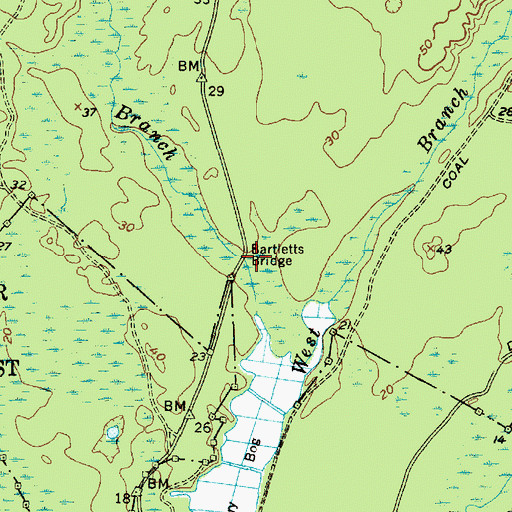 Topographic Map of Bartletts Bridge, NJ