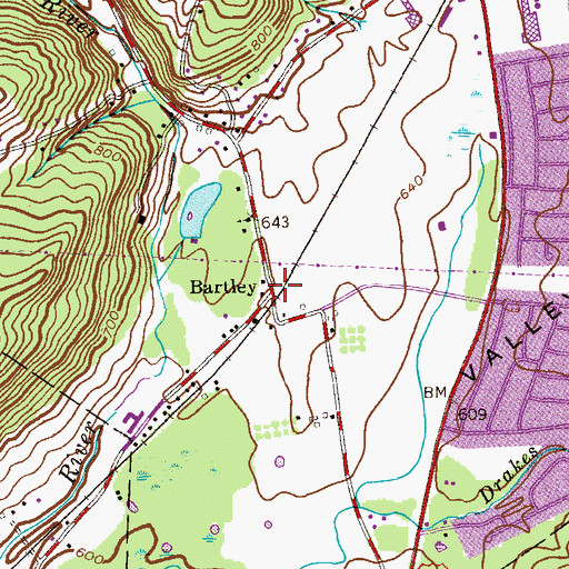 Topographic Map of Bartley, NJ