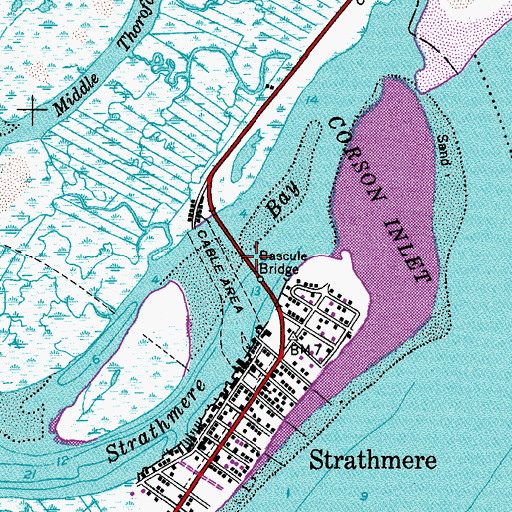 Topographic Map of Bascule Bridge, NJ
