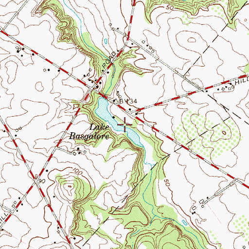 Topographic Map of Lake Basgalore, NJ